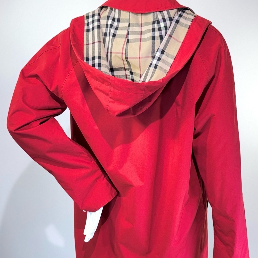 BURBERRY London Red Nova Check Trench Coat w/Wool Removable Lining & Hood Small - Picture 3 of 9